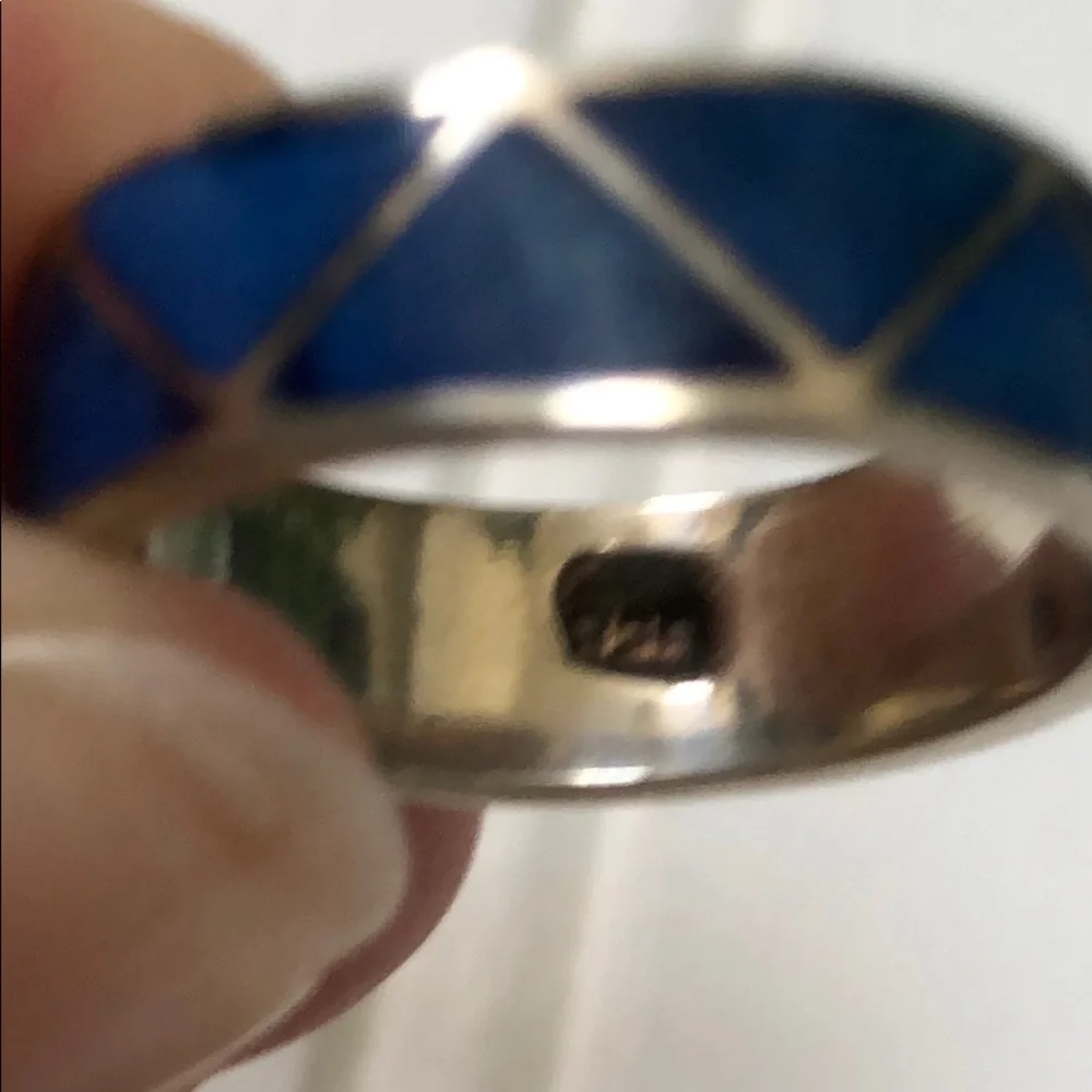 Blue and sterling silver ring